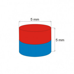 Magnete al neodimio cilindro diam.5x5&nbsp_N 80 °C, VMM8-N45