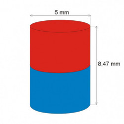 Magnete al neodimio cilindro diam.5x8.47 N 80 °C, VMM8-N45