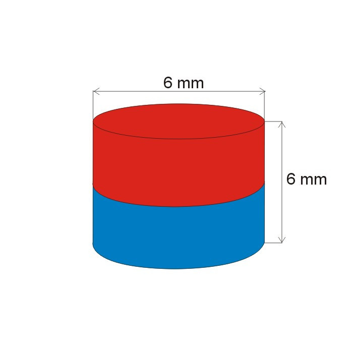 Magnete al neodimio cilindro diam.6x6&nbsp_N 80 °C, VMM4-N35