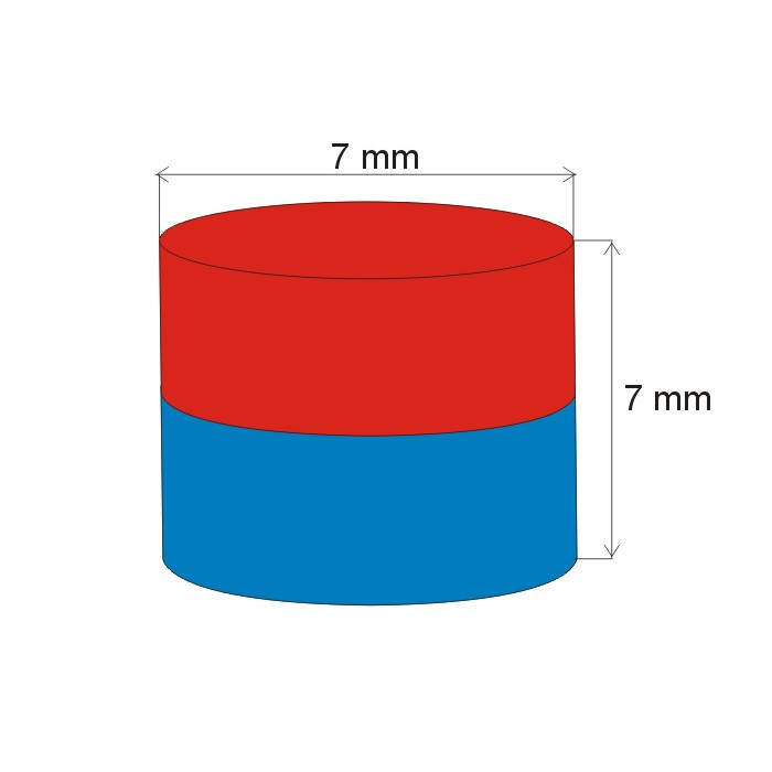 Magnete al neodimio cilindro diam.7x7&nbsp_N 80 °C, VMM7-N42