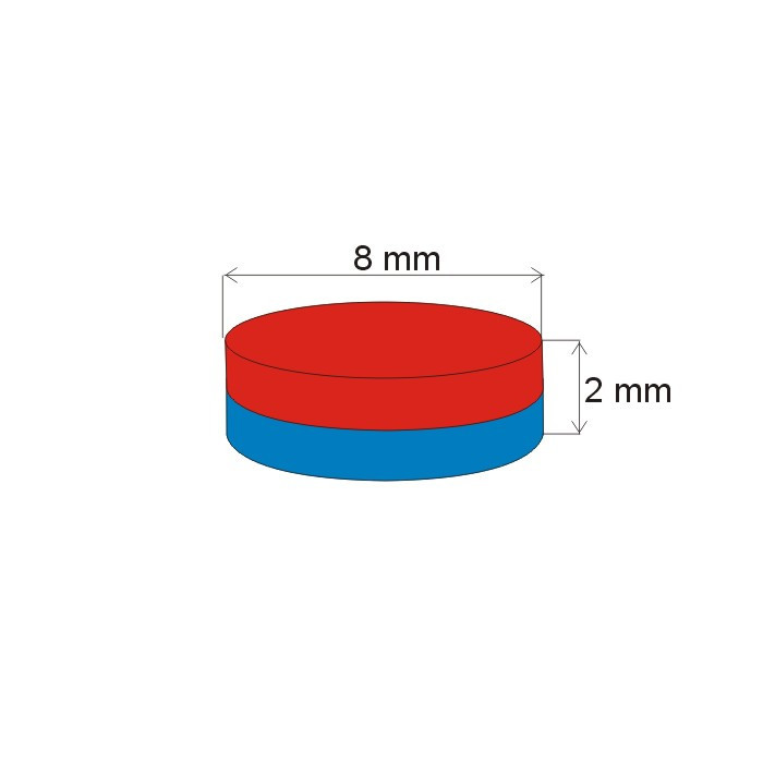 Magnete al neodimio cilindro diam.8x2&nbsp_N 80 °C, VMM4-N30