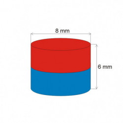Magnete al neodimio cilindro diam.8x6&nbsp_N 80 °C, VMM4-N35