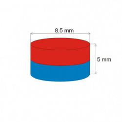 Magnete al neodimio cilindro diam.8.5x5 N 80 °C, VMM8-N45