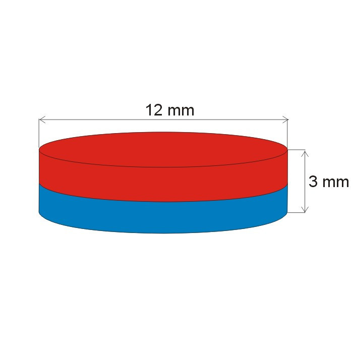 Magnete al neodimio cilindro diam.12x3 N 80 °C, VMM4