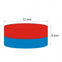 Magnete al neodimio cilindro diam.12x5 N 120 °C, VMM4H-N35H