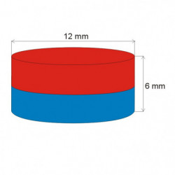 Magnete al neodimio cilindro diam.12x6 N 80 °C, VMM8-N45