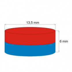 Magnete al neodimio cilindro diam.13.5x6 N 80 °C, VMM7-N42