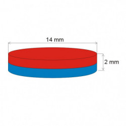 Magnete al neodimio cilindro diam.14x2 N 80 °C, VMM5-N38