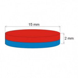 Magnete al neodimio cilindro diam.15x2 N 80 °C, VMM4-N35