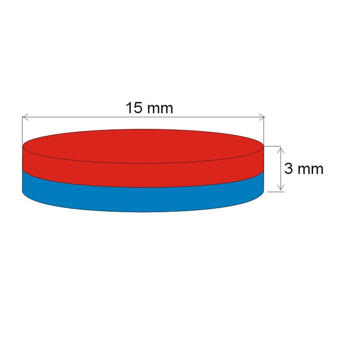 Magnete al neodimio cilindro diam.15x3 N 80 °C, VMM8-N45