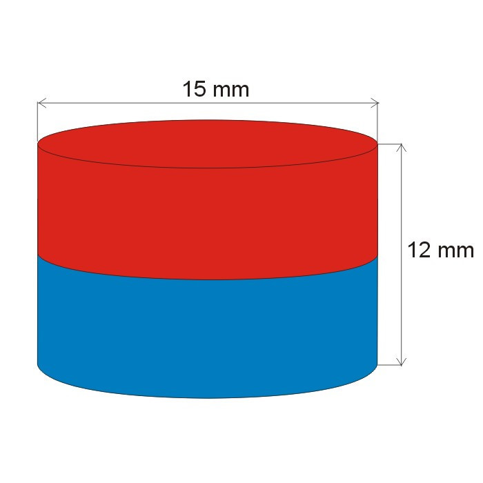 Magnete al neodimio cilindro diam.15x12 N 80 °C, VMM4-N35