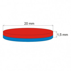 Magnete al neodimio cilindro diam.20x1.5 N 80 °C, VMM4-N35