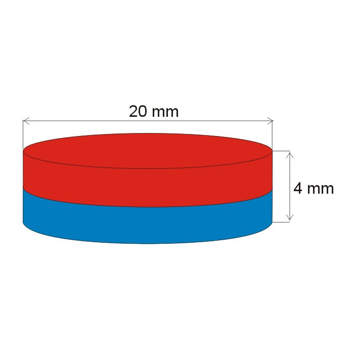Magnete al neodimio cilindro diam.20x4 N 80 °C, VMM10-N50