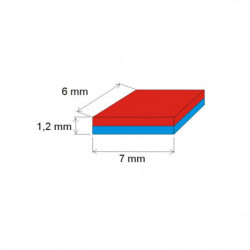 Magnete al neodimio parallelepipedo 7x6x1.2 Au 80 °C, VMM10-N50