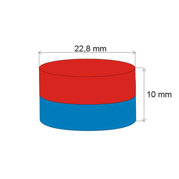 Magnete al neodimio cilindro diam.22,8x10 N 80 °C, VMM10-N50