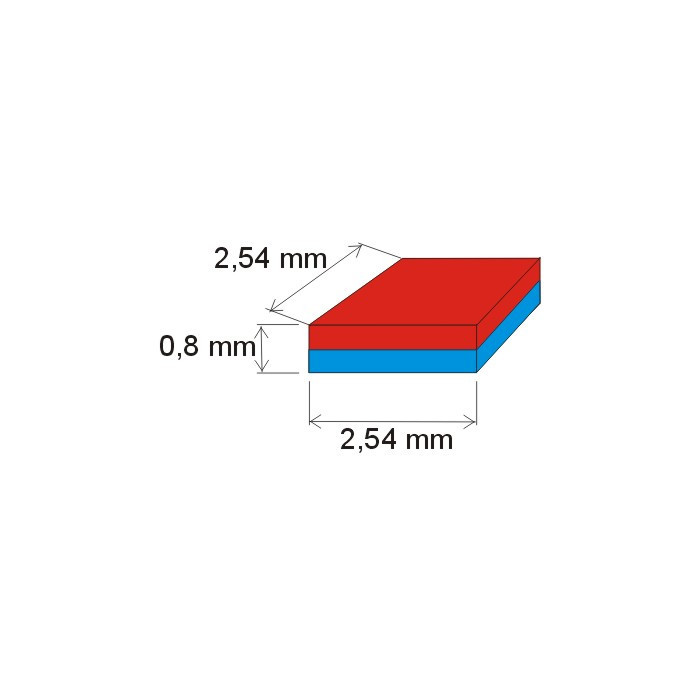 Magnete al neodimio parallelepipedo 2.54x2.54x0.8 P 150 °C, VMM6SH