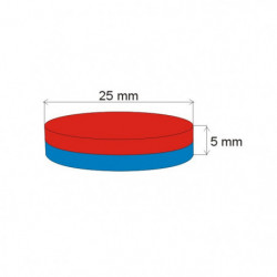 Magnete al neodimio cilindro diam.25x5 N 80 °C, VMM4-N35