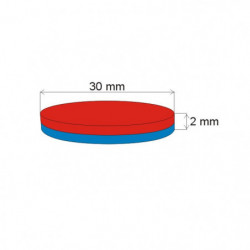 Magnete al neodimio cilindro diam.30x2 N 80 °C, VMM5-N38