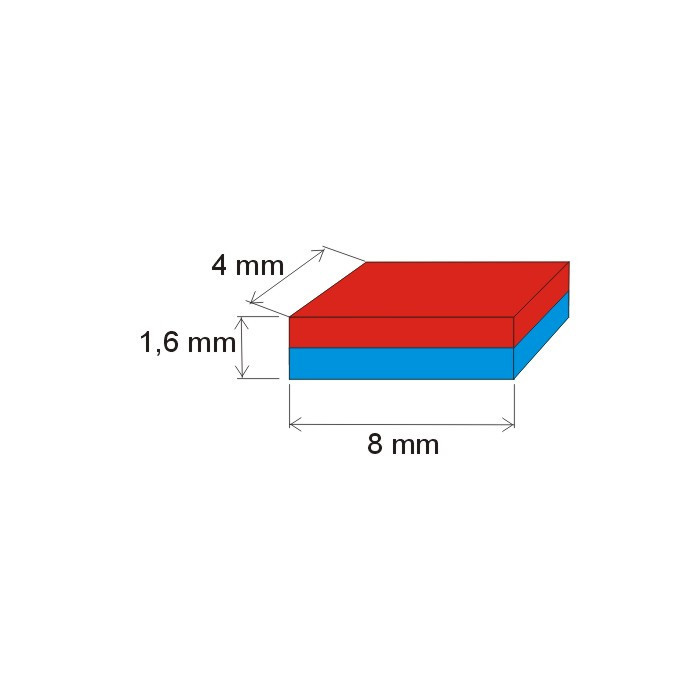 Magnete al neodimio parallelepipedo 8x4x1.6 P 180 °C, VMM5UH-N35UH
