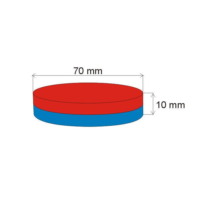 Magnete al neodimio cilindro diam.70x10 N 80 °C, VMM7-N38